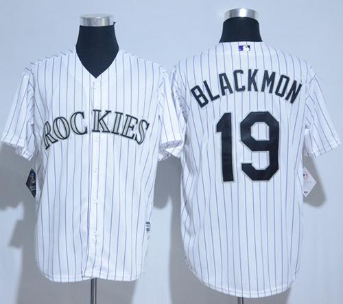Rockies #19 Charlie Blackmon White Strip New Cool Base Stitched MLB Jersey